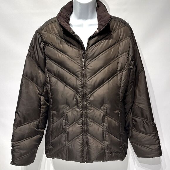 Eddie Bauer Premium Goose Down Brown Quilted Puffer Jacket Women’s Size S (P3) - Picture 1 of 13